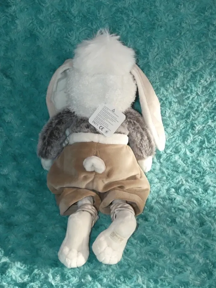 Doudou lapin gris beige Bukowski 🐭 neuf - photo numéro 3