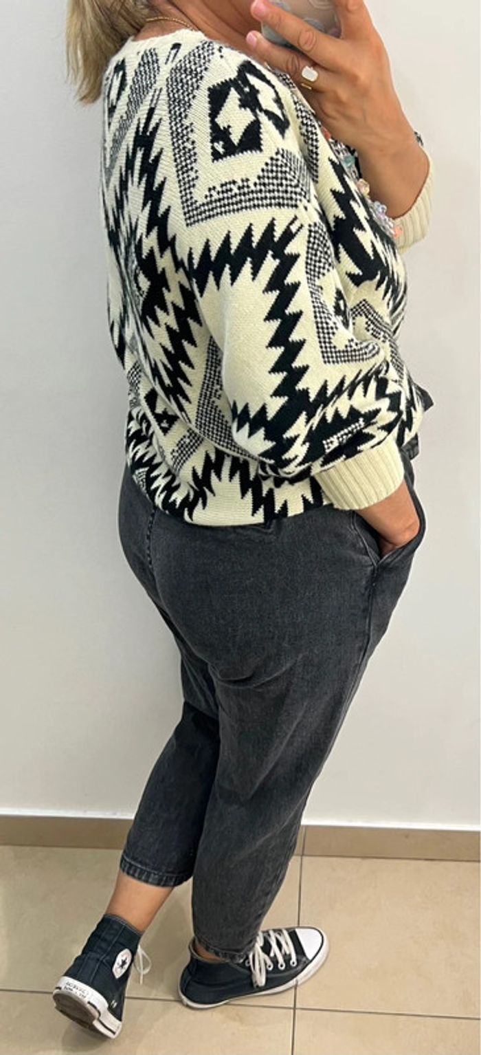 Pull Crème Et Noir Taille 42 - photo numéro 6