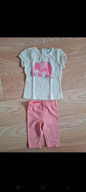 t-shirt + legging rose 18 mois éléphant brillant