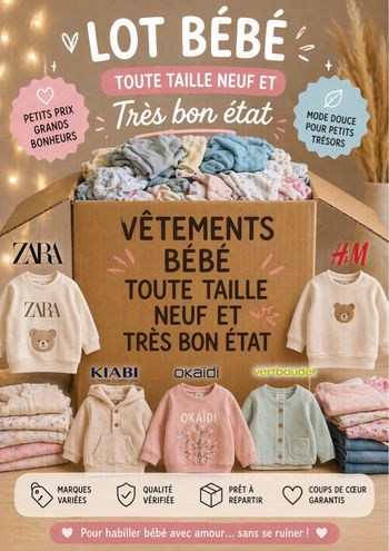 🌟 Grand Lot 50 Vêtements Bébé 0 à 24 Mois – Marques, Neufs & Excellent État 🌟