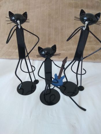 Statues en fer chats noirs chanteurs musiciens décoration chambre salon