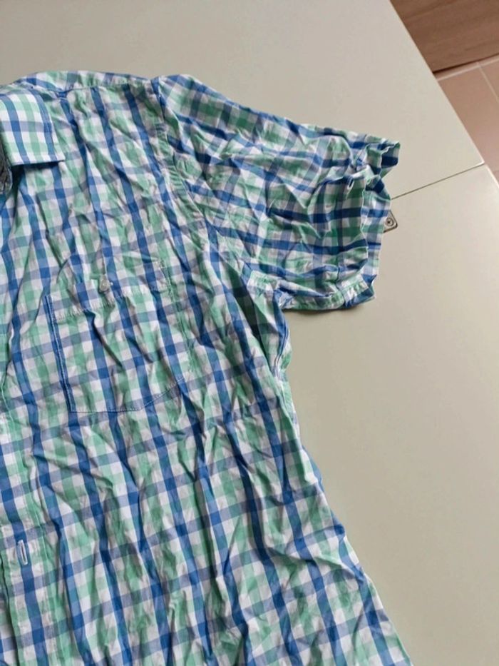 Chemise manche courte rayé bleu et vert brice taille L coupe ajustée - photo numéro 5