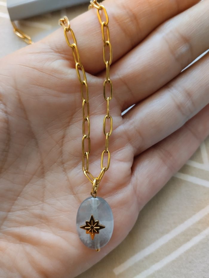 Collier en acier inoxydable avec pendentif pierre Belle &beau - photo numéro 7