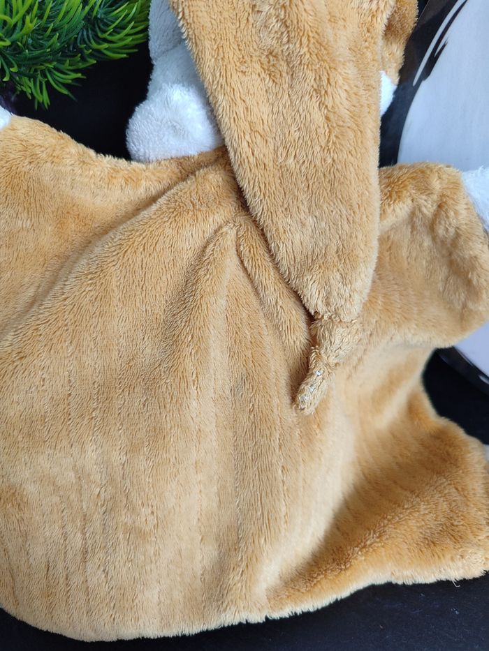 doudou CMP ours beige jaune moutarde coeur plat bonnet ancien blanc Crème 1878 - photo numéro 3