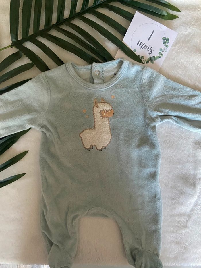 Pyjama bleu en velours – Taille 1 mois – Kiabi