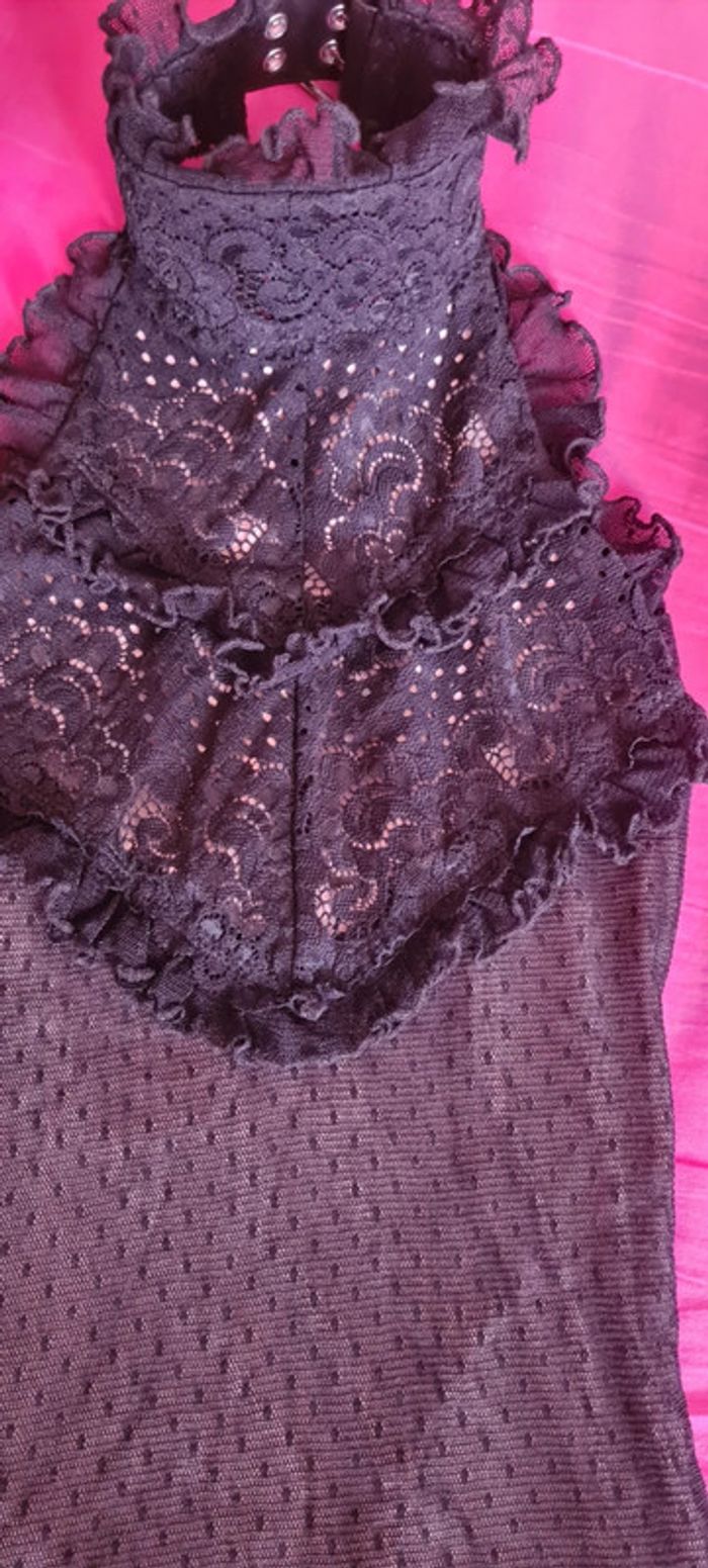 Top dentelle col montant dos nu noir Morgan T 36 - photo numéro 2