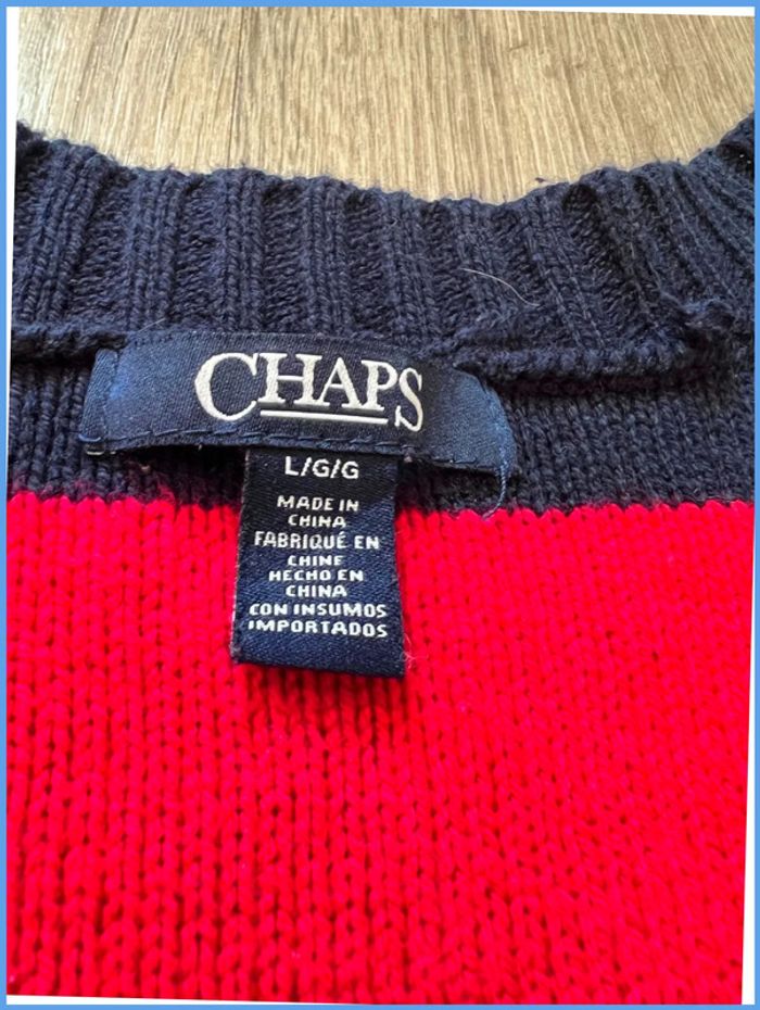 Pull torsadé Femme Chaps Rouge et Bleu marine Taille L - photo numéro 8