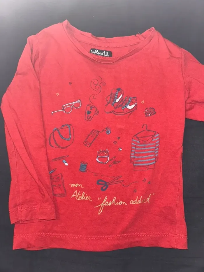 T-shirt manches longue rouge Fashion