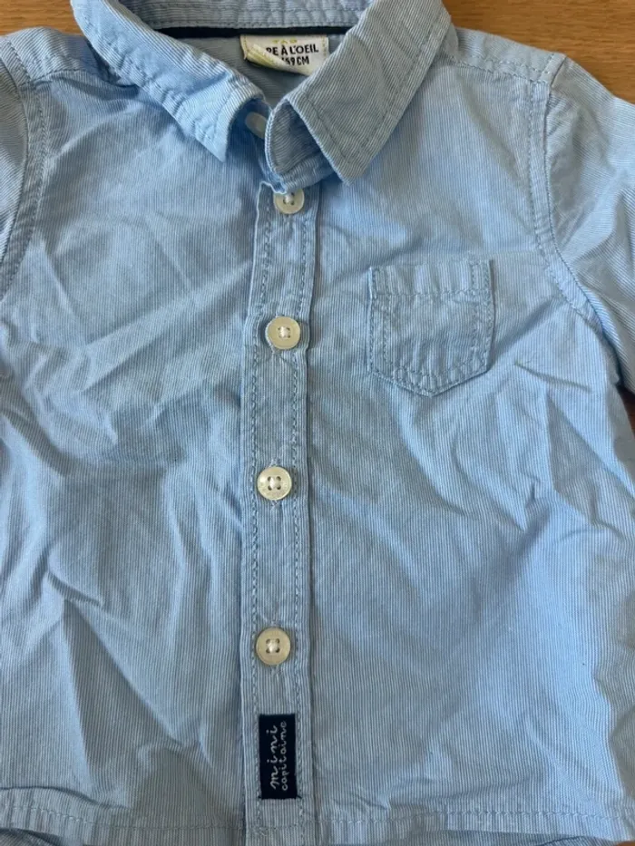 Ensemble bébé 3 mois – Chemise bleue + pantalon marine – Chic & occasion - photo numéro 6