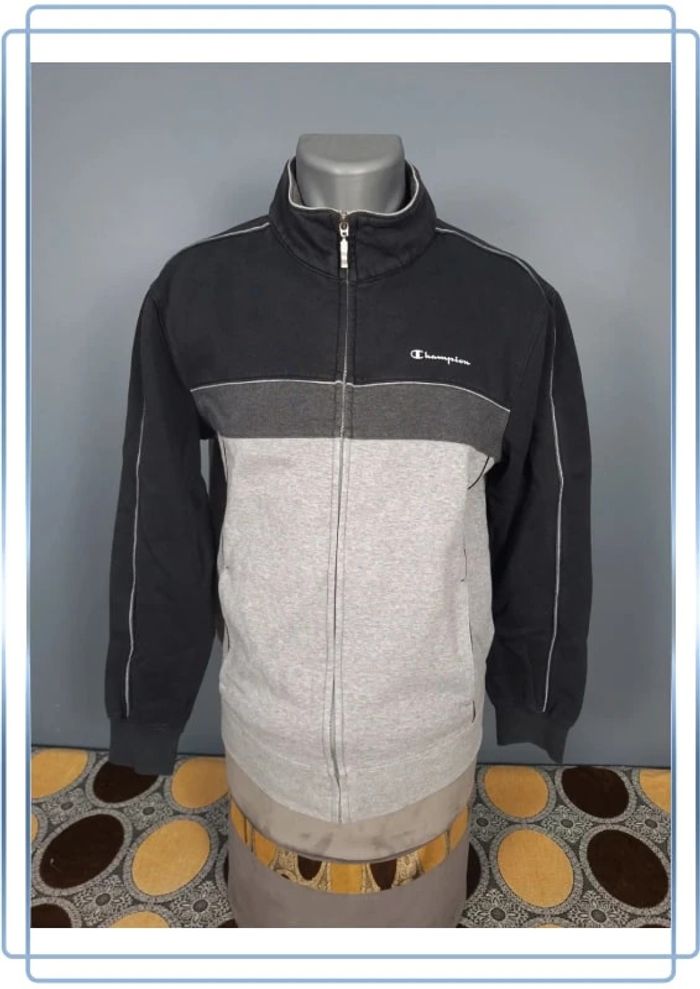 Veste légère /Track jacket Champion vintage noire et gris / homme - taille M / floqué (40)
