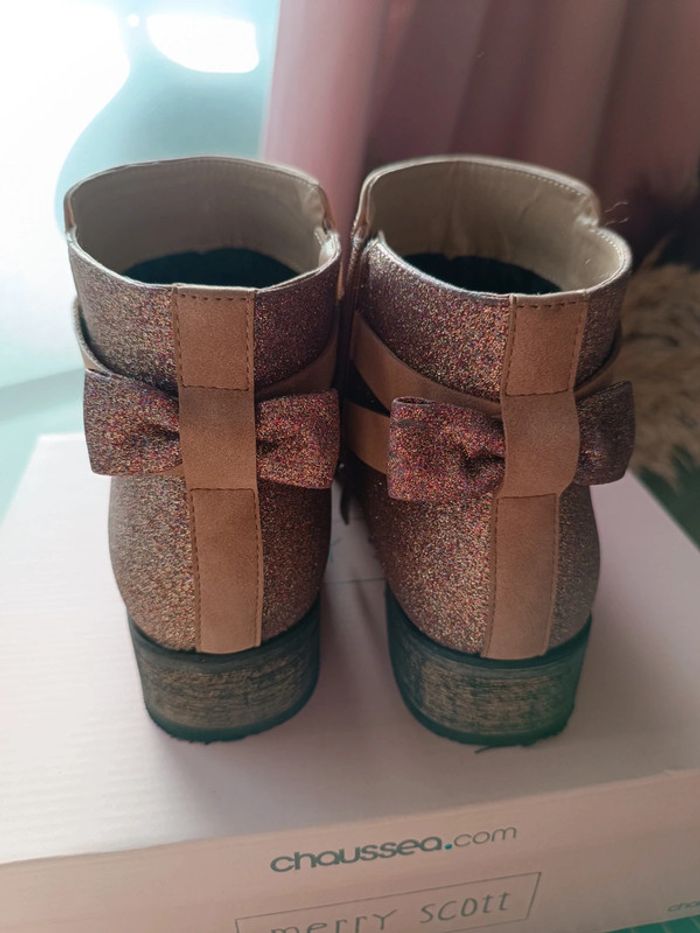 Bottines vieux rose à paillettes - pointure 40 - neuves