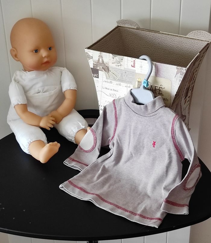 🐻 T-shirt manches longues col roulé bébé garçon – 6 mois