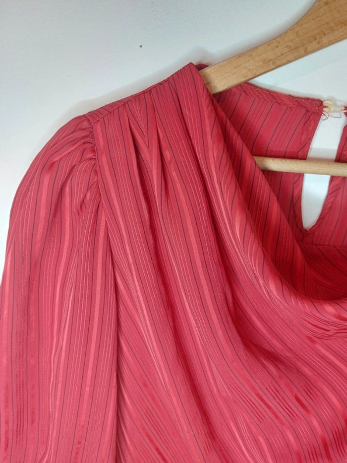 Blouse vintage rouge à rayures - photo numéro 2