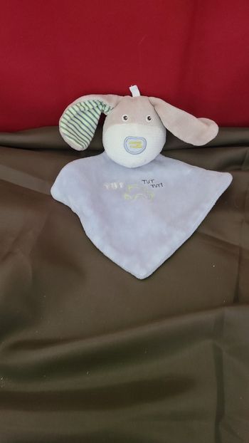 SUCRE D'ORGE DOUDOU CHIEN GRIS PLAT LOSANGE BLEU TUT