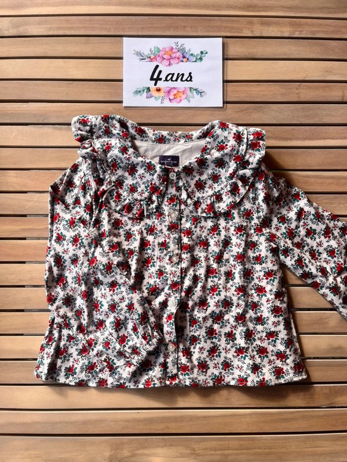 Chemise fleurie sergent major avec col 4 ans