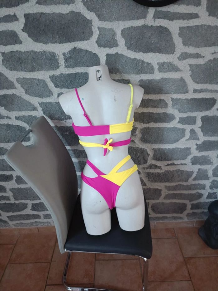Bikini neuf rose jaune fluo maillot de bain deux pièces - photo numéro 2