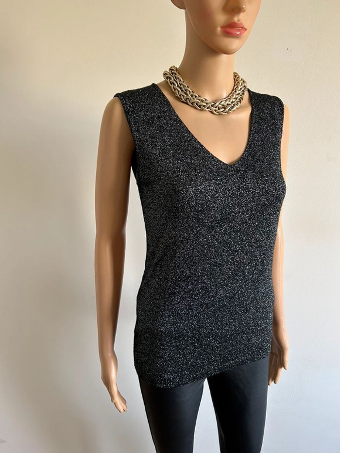 Haut argenté pailleté sans manches Molly Bracken taille unique jamais porté - photo numéro 2