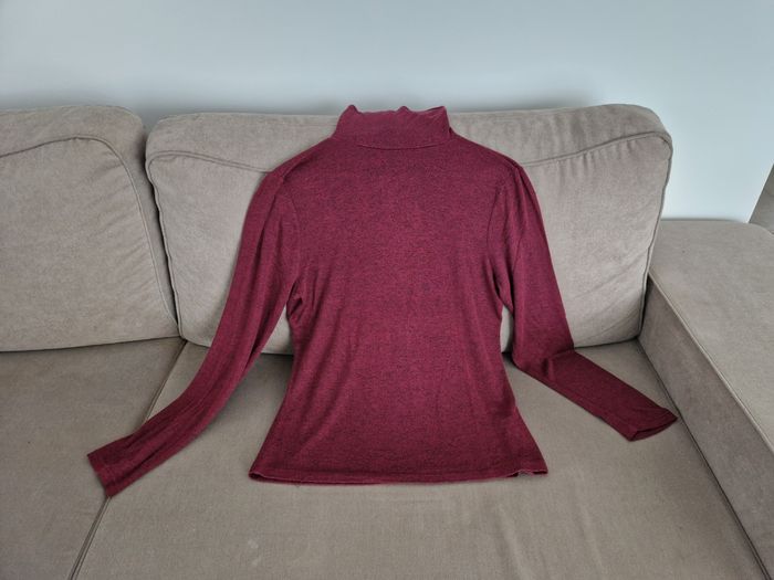 Pull fin col roulé bordeaux Mim