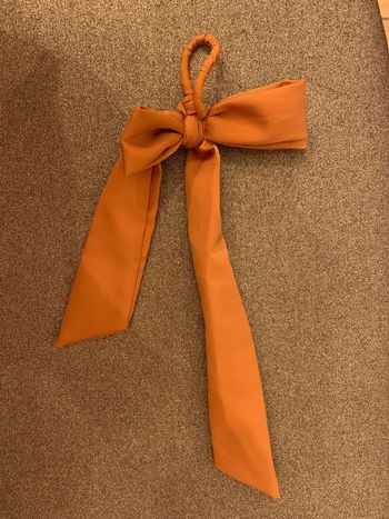 Chouchou à pans noué - noeud Adopt’ Tissu marron camel-tabac Accessoire coiffure cheveux