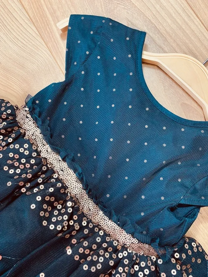 Taille 2 ans Robe créateur fille TAO bleu marine doré * sequins tulle * 💙 - photo numéro 6