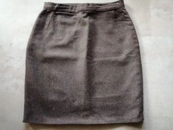 Jupe droite marron doublée Taille 36 Faite par une couturière
