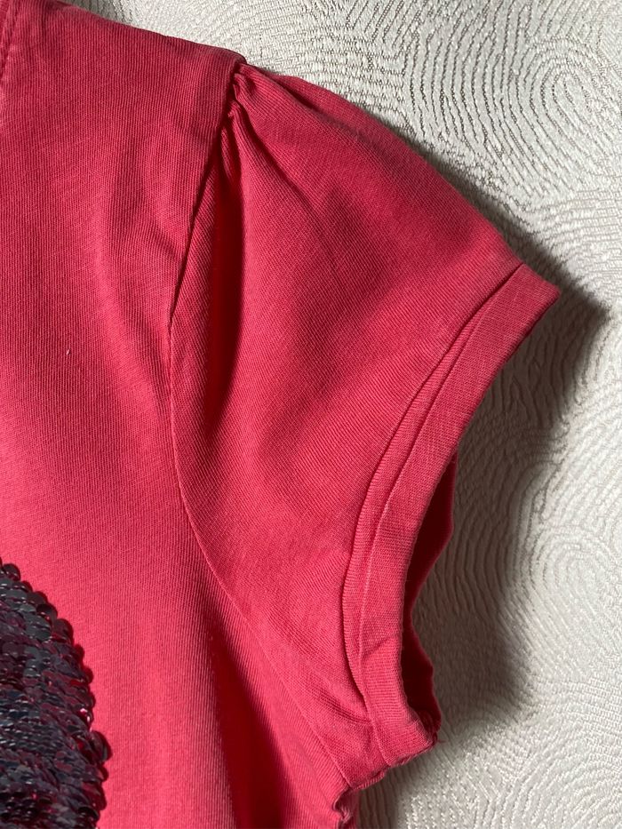 T-shirt rose bonbon Coeur en sequins 10 ans Okaidi - photo numéro 3