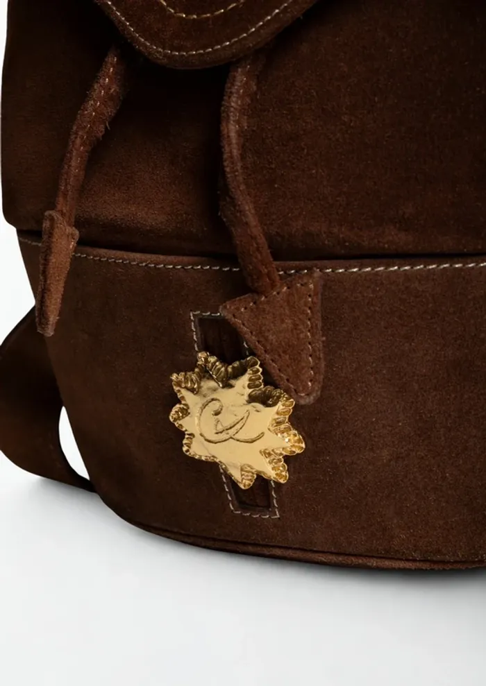Sac à dos vintage Christian Lacroix en daim chocolat - photo numéro 4