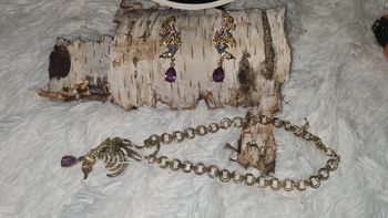 Parure strass Oiseaux de paradis collier et boucle oreilles