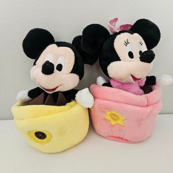Peluche disney Mickey minnie pot de fleurs