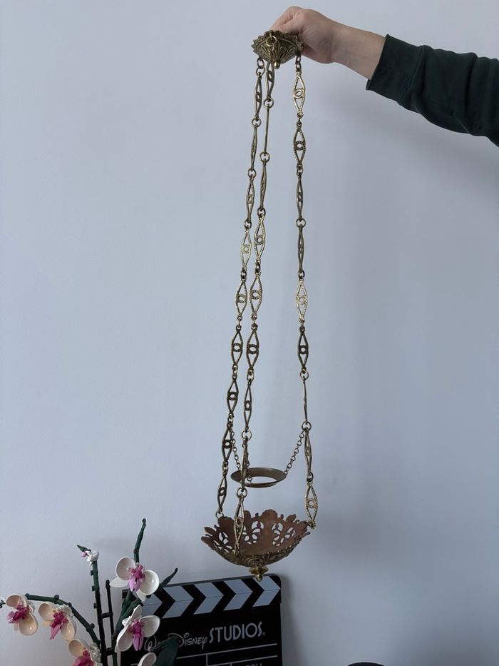 Lustre suspension d’église ancien - bon état Encensoir Hauteur totale : 80 cm - photo numéro 3