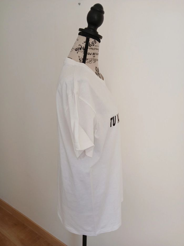 t shirt blanc M tbe floqué "tu vas ns manquer" - photo numéro 4