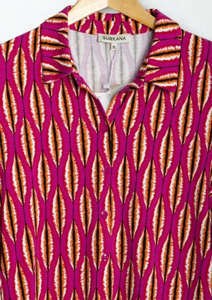 Chemise blouse rose shirt pink Surkana imprimé original Taille S/M - photo numéro 4