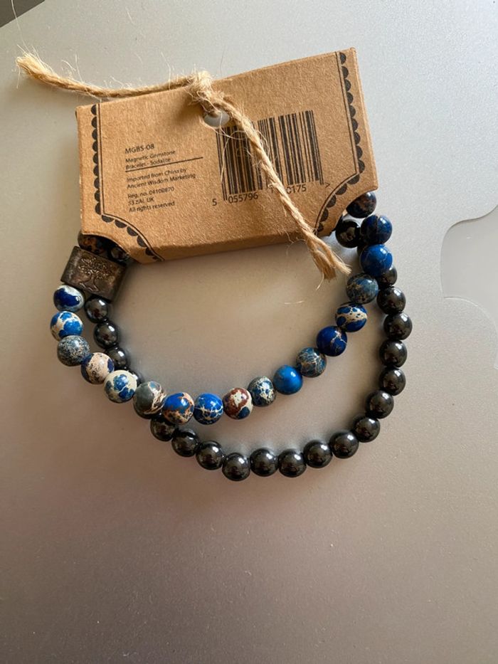 Bracelet double tours pierres sodalite et hématite - photo numéro 2