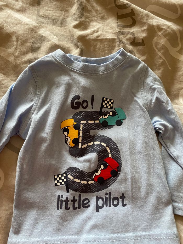 T-shirt bleu ciel manches longues 12 mois - photo numéro 2