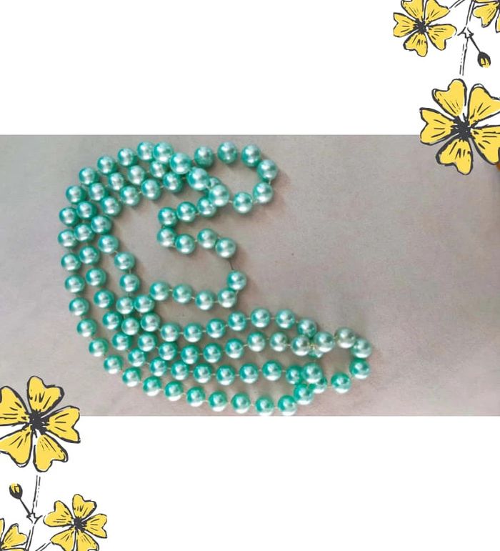 Collier vintage perles bleu-vert nacré – Élégance rétro & douceur pastel - Idée Fête des Mères 💙 - photo numéro 5