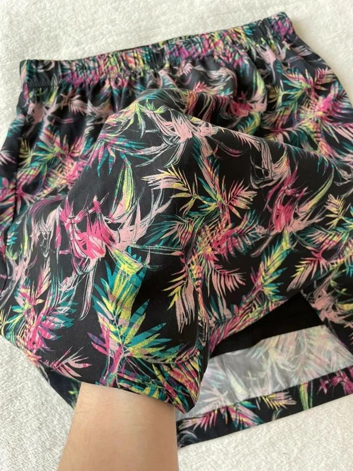Jupe fluide doublée motifs fleurs colorées été ceinture élastique - photo numéro 4