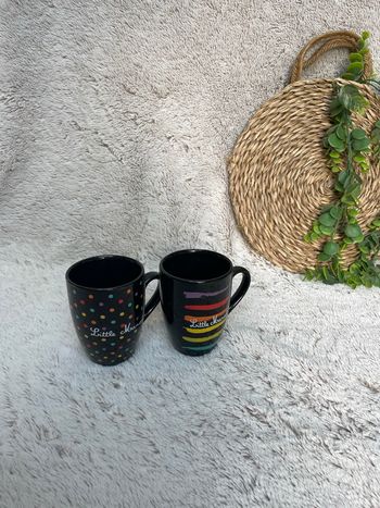 Lot de 2 mugs en céramique noir et colorée - Little Marcel 