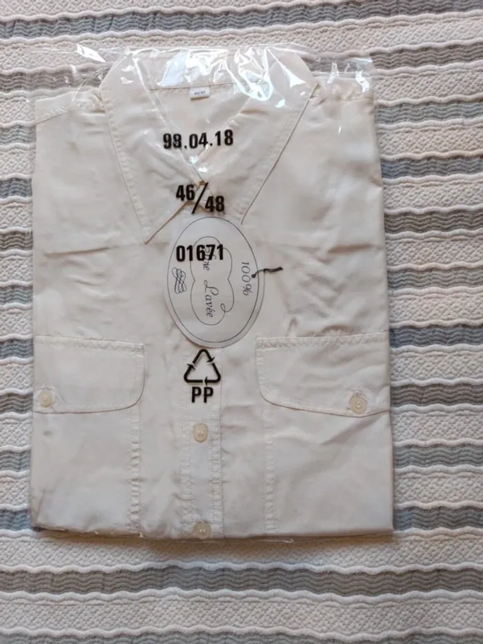 Chemise 100% soie, couleur crème - photo numéro 6