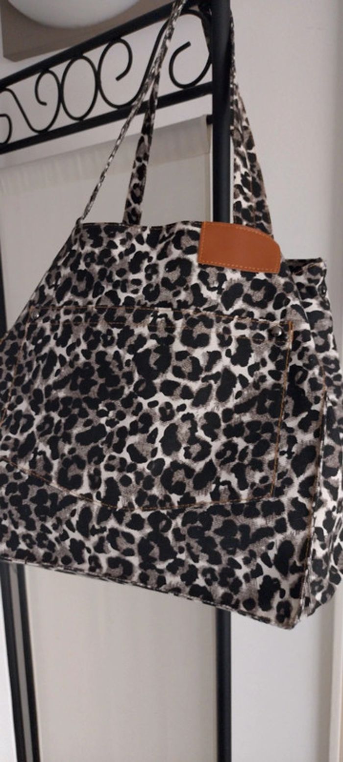 Sac cabas toile léopard