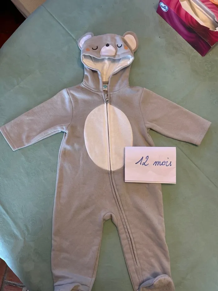 Combinaison/pyjama coton animal Tex - 12 mois