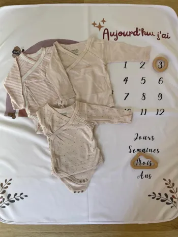 Lot de 3 bodies manches longues - 3 mois - Fille
