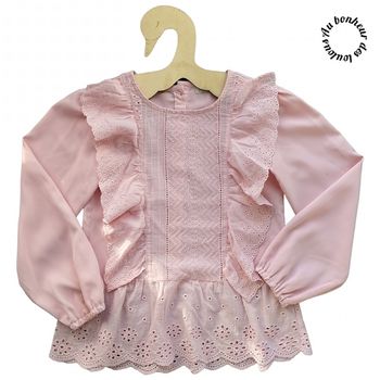 8 ans blouse a volant effet dentelle