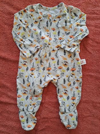Pyjamas zip coton à fleur
