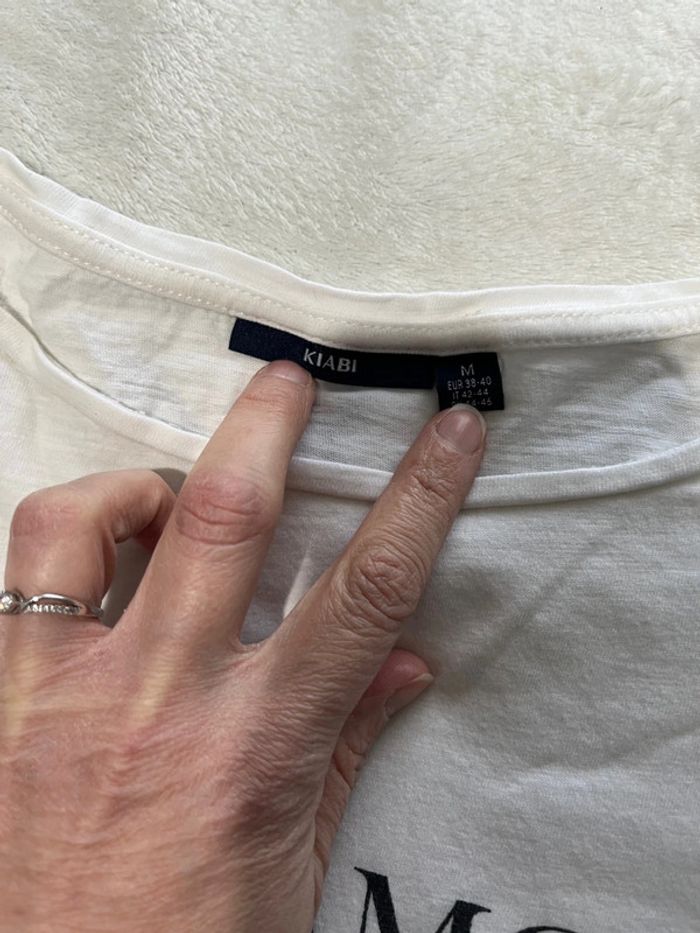 T shirt blanc crème Kiabi - photo numéro 3