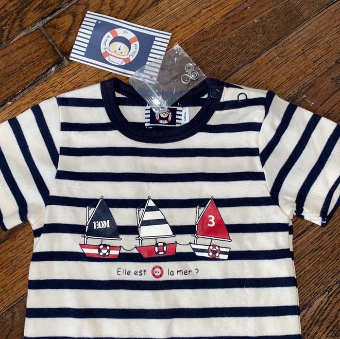 T-shirt Elle est où la mer 3 mois Neuf avec étiquette - photo numéro 2