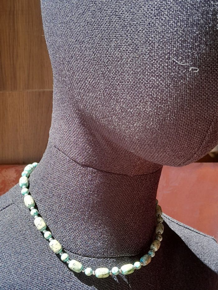 Collier bijoux été en perles bleues vertes - photo numéro 7