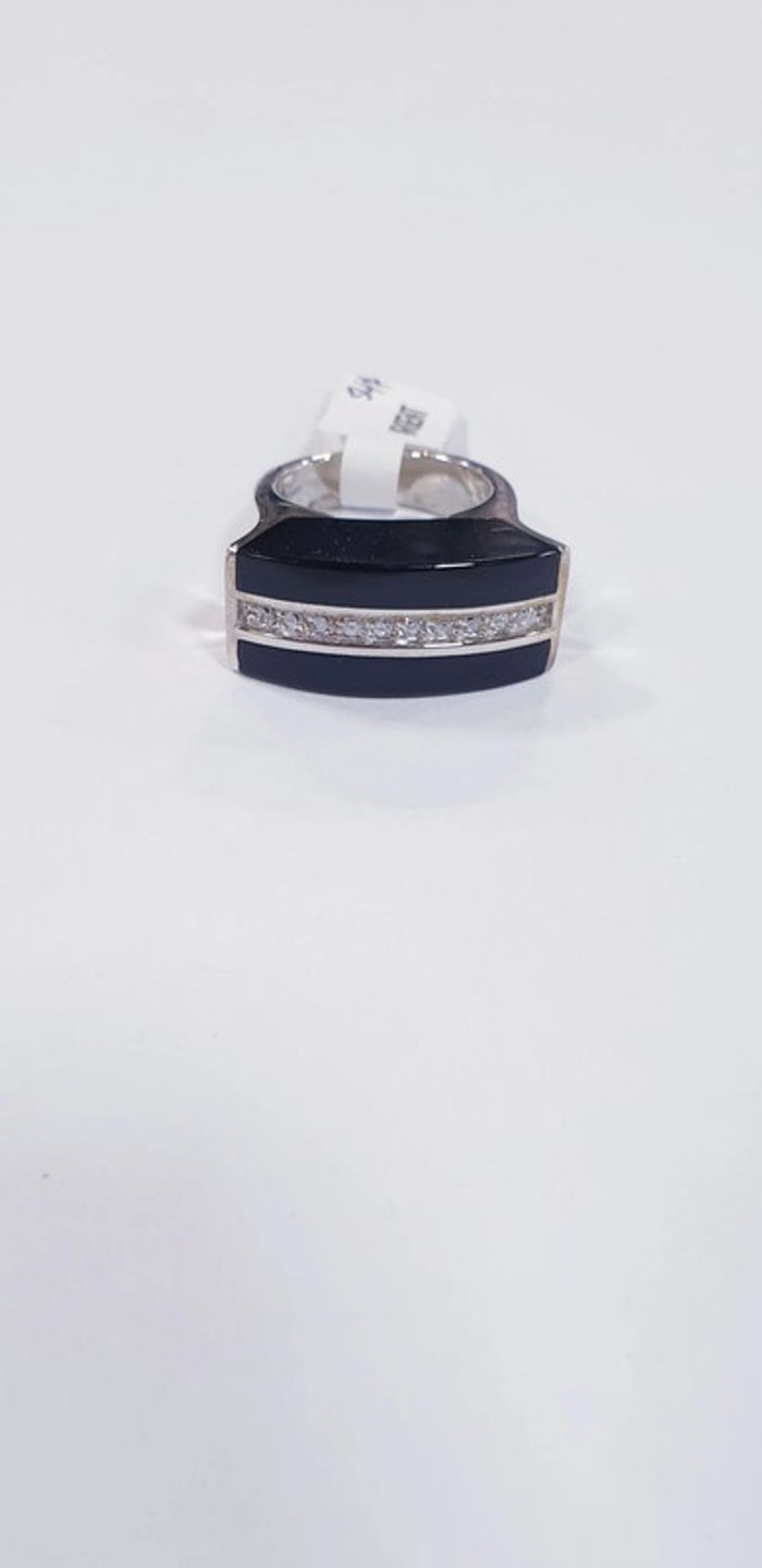 Neuve : superbe bague argent 925 onyx et zyrconium - photo numéro 4