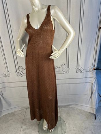 Robe longue Maille Marron / doré Louizon T3 / L neuve