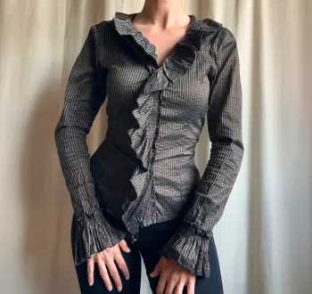 Chemise irisée rayures volants maxi col Witchy 90s - Taille M