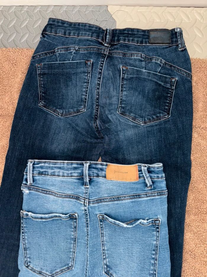 Lot de 3 jeans bleus troués stradivarius t 36 - photo numéro 7